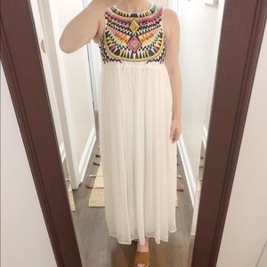 SHEIN Embroidered Detail White Maxi